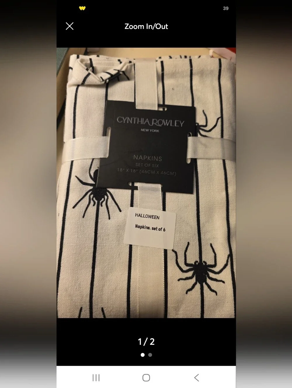 6 dinner cloth Dinner napkins by Cynthia Rowley Spiders on a web